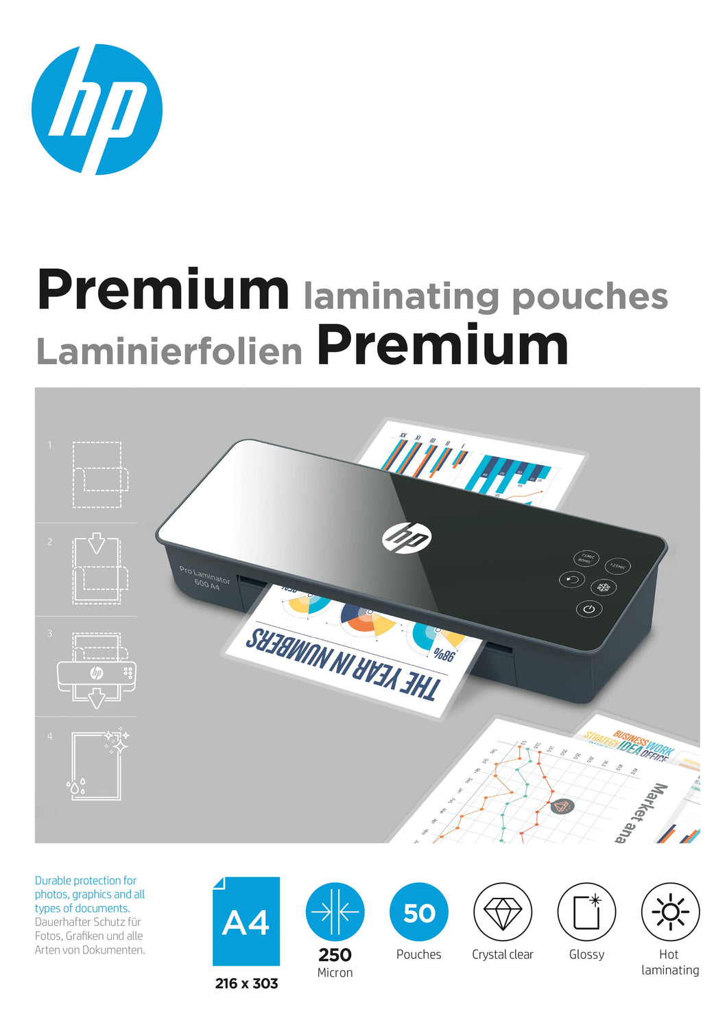 Premium Laminierfolien, A4, 250 Mic.